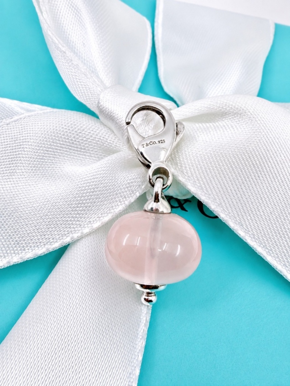 Tiffany & Co Paloma Picasso Rose Quartz Charm Pendant in Silver
